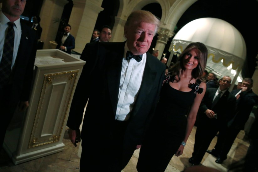 Donald Trump durante a festa de fim de ano na Florida