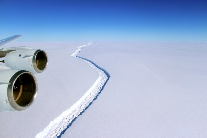 A fissura na plataforma de gelo Larsen C vista a 6 de Novembro de 2016 