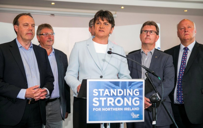 Arlene Foster, líder dos unionistas irlandeses, provável parceiro dos consevradores