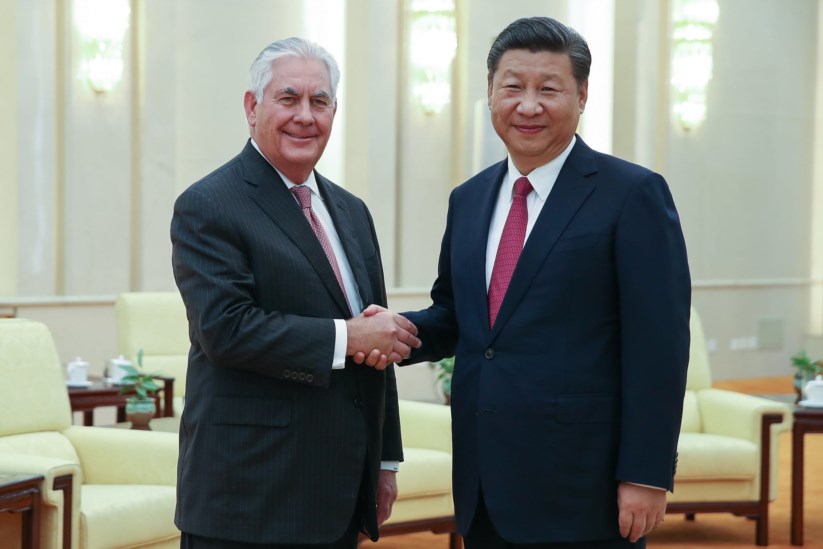 Rex Tillerson com Xi Jinping