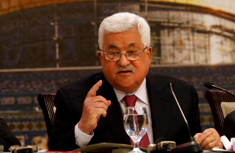 Mahmoud Abbas no Conselho Nacional Palestiniano, que reuniu em Ramallah, na Cisjordânia