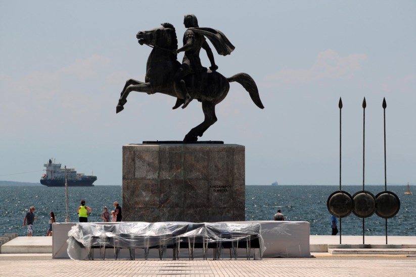 Estátua alusiva a Alexandre, o Grande, em Salónica, cidade da região grega da Macedónia, que está na base desta disputa 