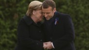 Macron menos próximo de Trump e mais de Merkel nas comemorações do Armistício