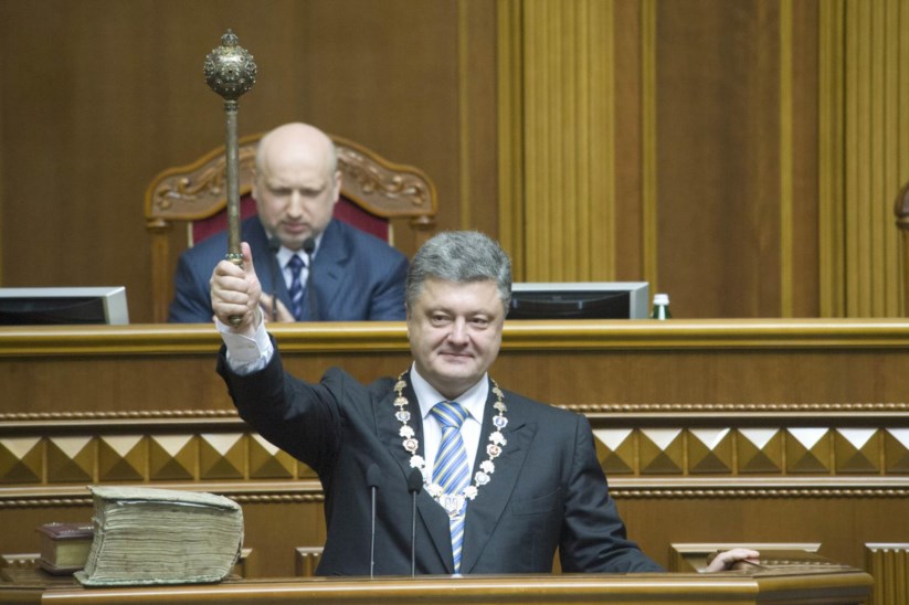 Poroshenko quando tomou posse, em Junho de 2014