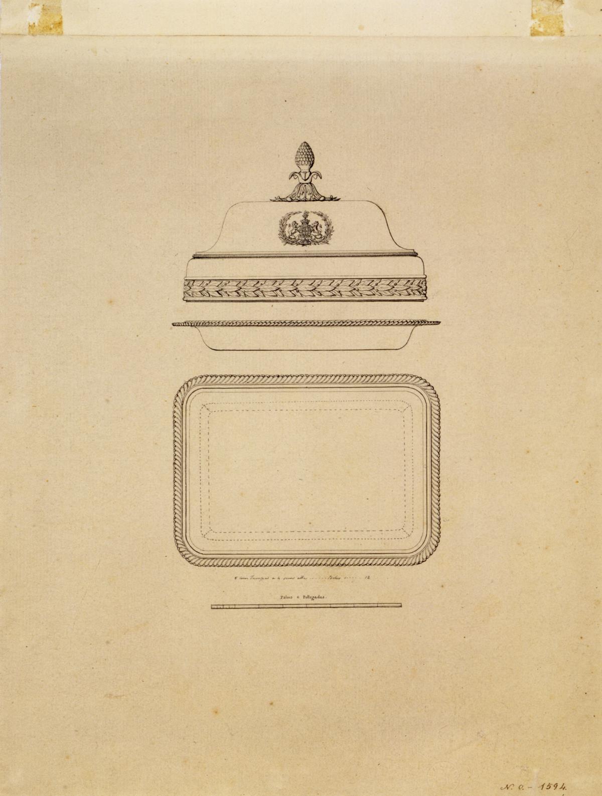 Projecto de prato coberto rectangular, 1813-1816, MNAA.